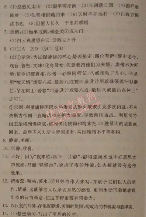 2014年1加1轻巧夺冠优化训练九年级语文上册人教版银版 4、外国诗两首