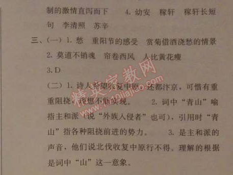 2014年人教金學(xué)典同步解析與測評九年級語文上冊人教版 25. 詞五首