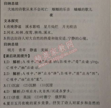 2014年同步導(dǎo)學(xué)案課時練九年級語文上冊人教版河北專版 4、外國詩兩首