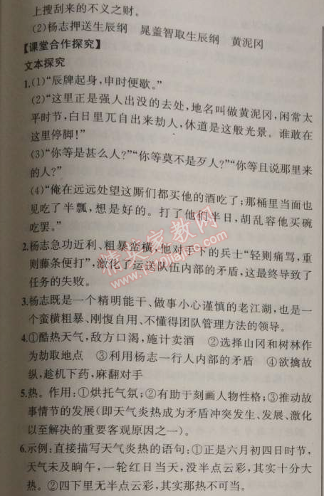 2014年同步导学案课时练九年级语文上册人教版河北专版 17、智取生辰纲（施耐庵）