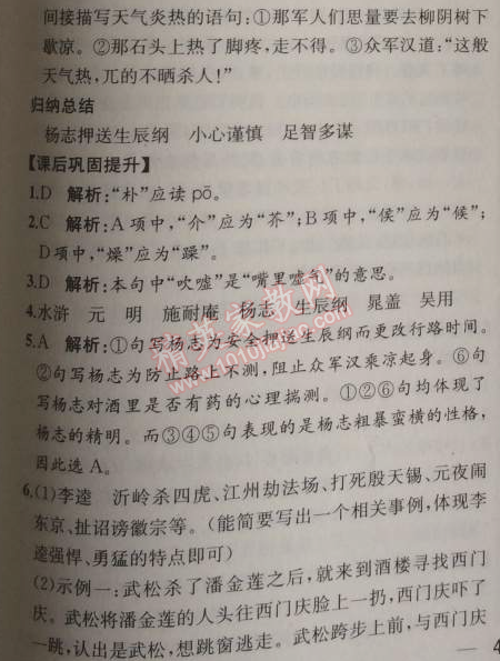 2014年同步导学案课时练九年级语文上册人教版河北专版 17、智取生辰纲（施耐庵）