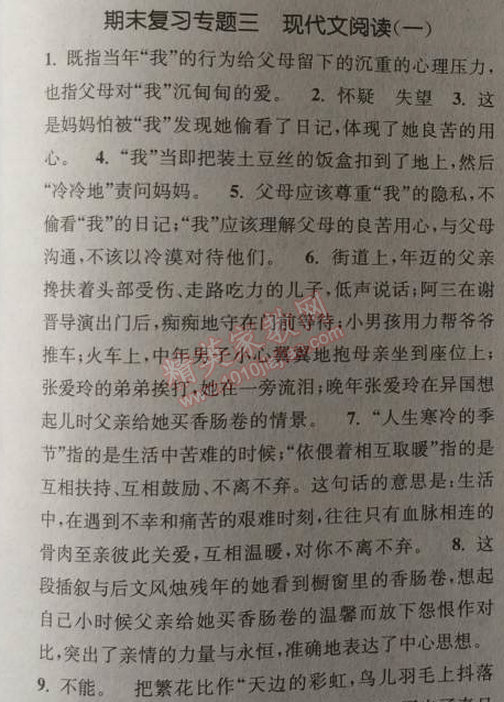 2014年通城学典课时作业本九年级语文上册人教版 复习专题三