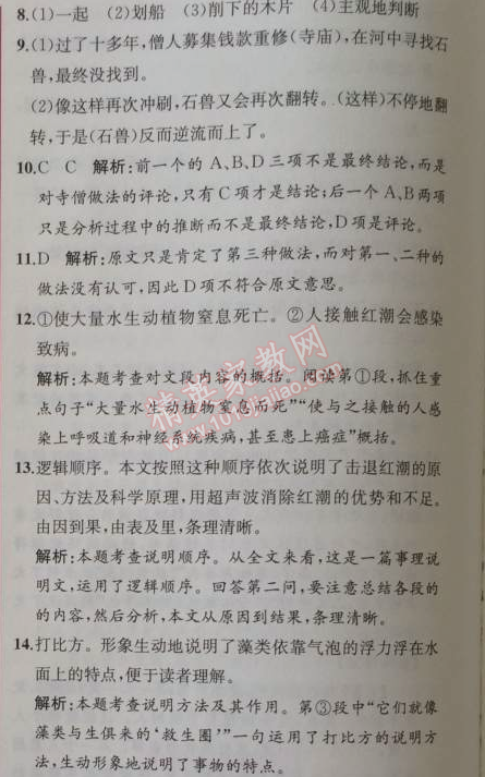 2014年同步导学案课时练七年级语文上册人教版 阶段检测卷五