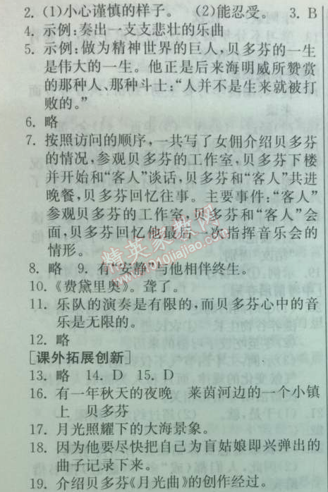 2014年實(shí)驗(yàn)班提優(yōu)訓(xùn)練七年級(jí)語文下冊(cè)人教版 13　音樂巨人貝多芬 （何為）