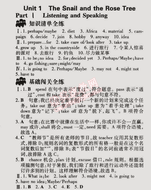 2015年5年中考3年模擬初中英語(yǔ)八年級(jí)下冊(cè)北京課改版 第一單元