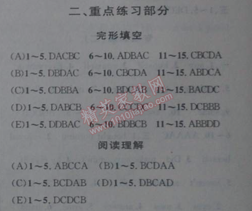 2014年第三学期暑假衔接八年级英语人教版 二重点练习部分