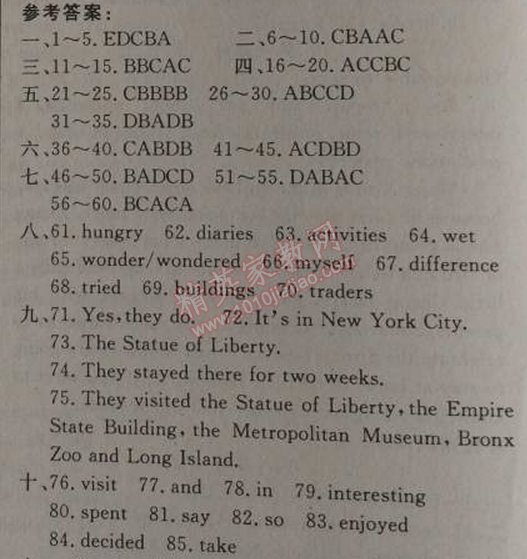 2014年黃岡金牌之路練闖考八年級(jí)英語上冊(cè)人教版 1單元綜合能力測(cè)試