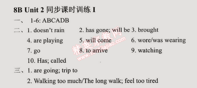 2014年時(shí)代新課程初中英語八年級(jí)下冊(cè) 8B2單元同步課時(shí)訓(xùn)練一