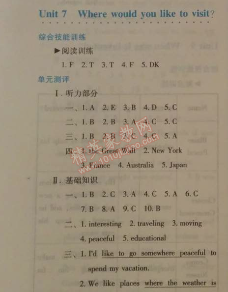 2014年人教金學典同步解析與測評九年級英語全一冊人教版 7單元