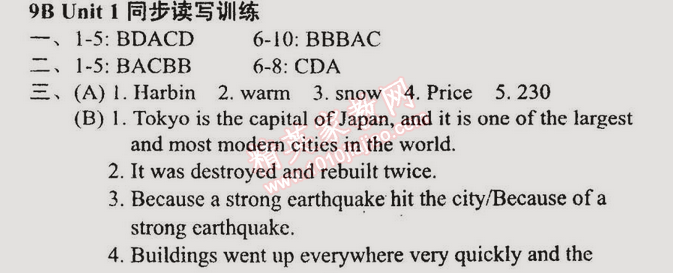 2014年時(shí)代新課程初中英語(yǔ)九年級(jí)上冊(cè) 9B1單元同步讀寫訓(xùn)練