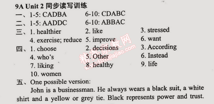 2014年时代新课程初中英语九年级上册 2单元同步读写训练