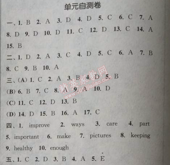 2014年通城學(xué)典課時(shí)作業(yè)本九年級(jí)英語(yǔ)全一冊(cè)人教版 單元自測(cè)卷