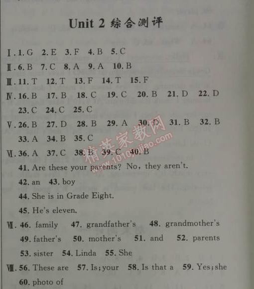 2014年初中同步測(cè)控優(yōu)化設(shè)計(jì)七年級(jí)英語上冊(cè)人教版 2單元綜合測(cè)評(píng)