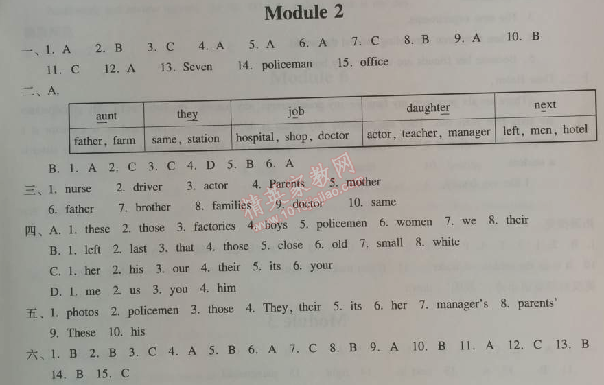 2014年學(xué)習(xí)探究診斷七年級(jí)英語上冊(cè)外研版 模塊2