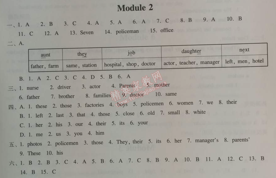 2014年學(xué)習(xí)探究診斷七年級(jí)英語上冊(cè)外研版 模塊2