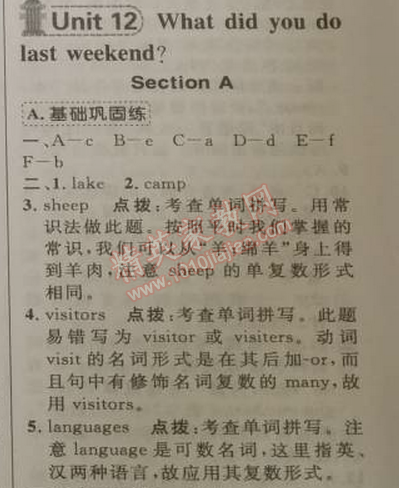 2014年綜合應(yīng)用創(chuàng)新題典中點七年級英語下冊人教版 12單元