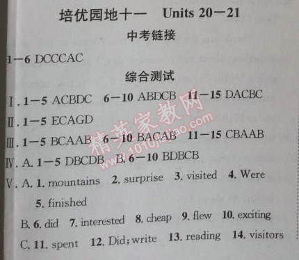 2014年给力100学年总复习七年级全年复习加假期预习英语人教版 培优园地十一