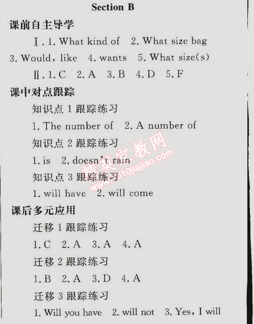 同步轻松练习七年级英语下册人教版 B部分