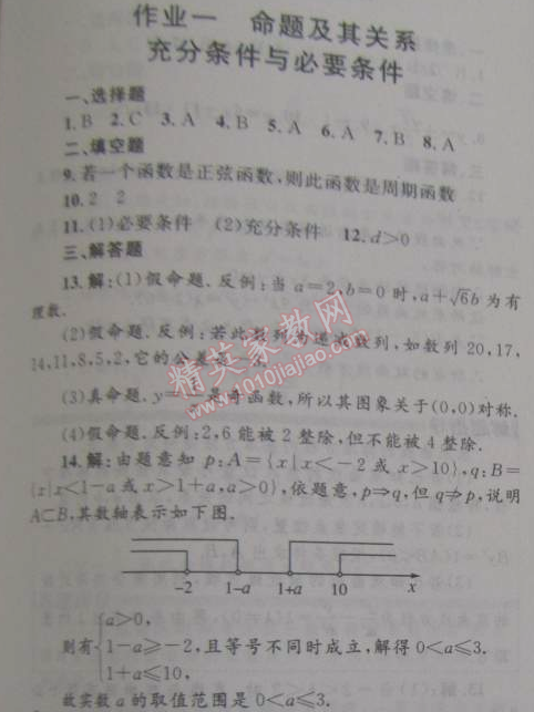 2015年志鸿优化系列丛书寒假作业高二理科数学 1