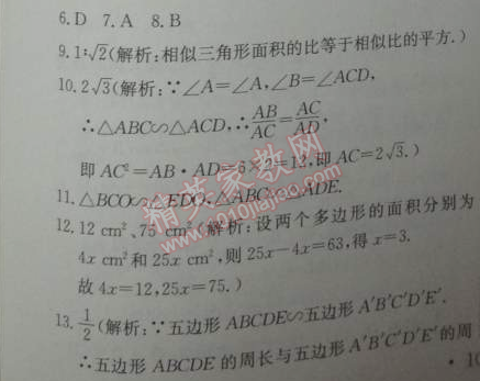 2014年能力培养与测试九年级数学下册人教版 单元学科能力测评卷二