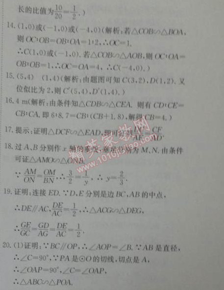 2014年能力培养与测试九年级数学下册人教版 单元学科能力测评卷二