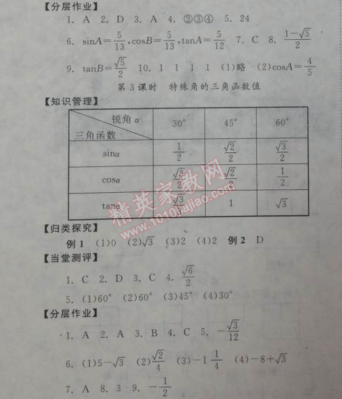 2014年全效學(xué)習(xí)九年級(jí)數(shù)學(xué)下冊(cè)人教版 第二十八章