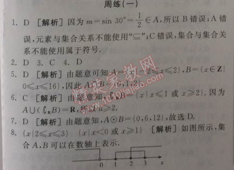 2014年全品学练考测评卷高中数学必修1人教A版 周练一