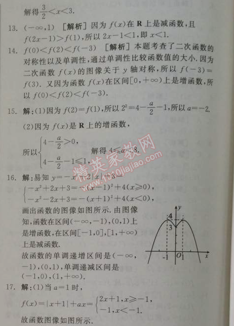 2014年全品学练考测评卷高中数学必修1人教A版 1.3.1