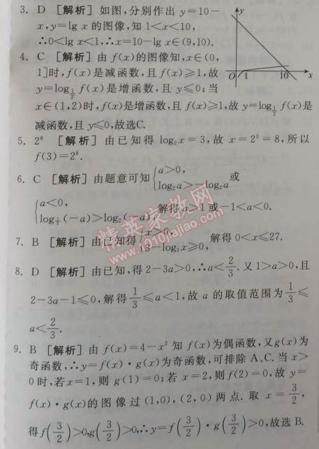 2014年全品学练考测评卷高中数学必修1人教A版 2.2.2