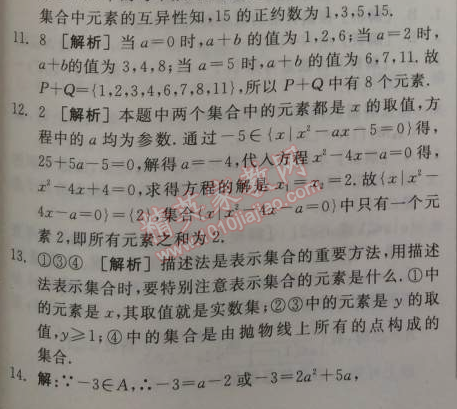 2014年全品学练考测评卷高中数学必修1人教A版 1.1.1