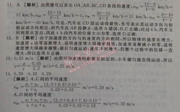 2014年全品學練考測評卷高中物理必修1人教版 單元測評一B