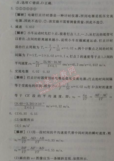 2014年全品學(xué)練考測(cè)評(píng)卷高中物理必修1人教版 第二章1