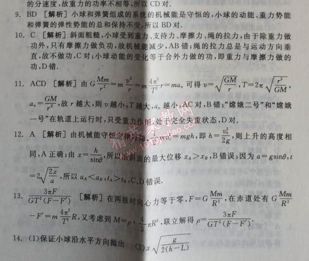 2014年全品学练考测评卷高中物理必修2人教版 终结测评