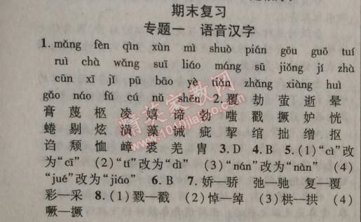 2014年課時掌控九年級語文上冊人教版 期末復(fù)習(xí)