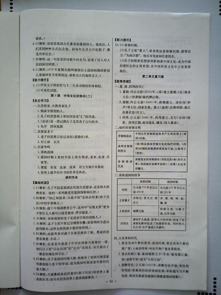 長江全能學(xué)案同步練習(xí)冊七年級歷史上冊人教版 第6頁