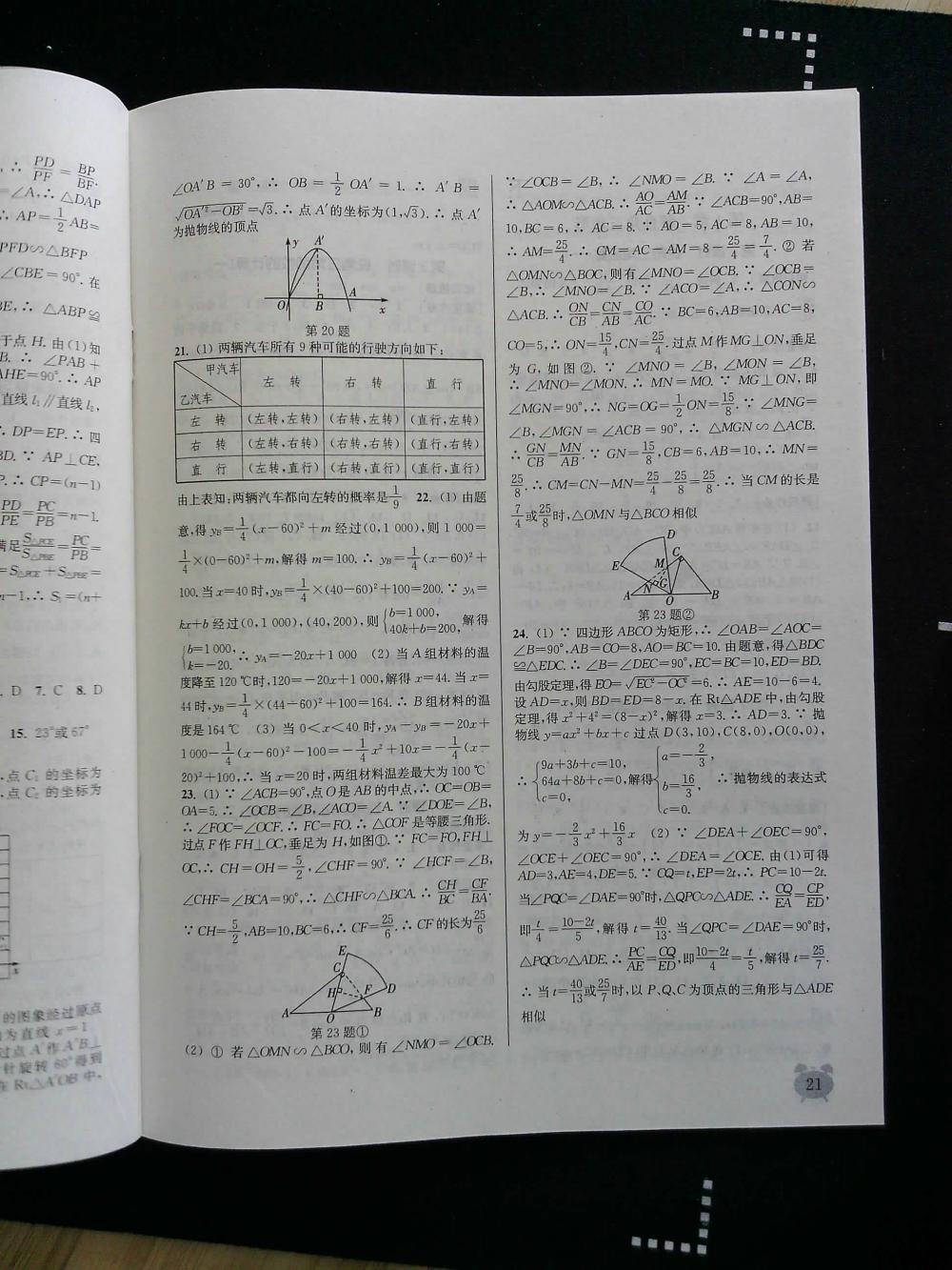 通城學(xué)典課時(shí)作業(yè)本九年級數(shù)學(xué)全一冊浙教版 第21頁