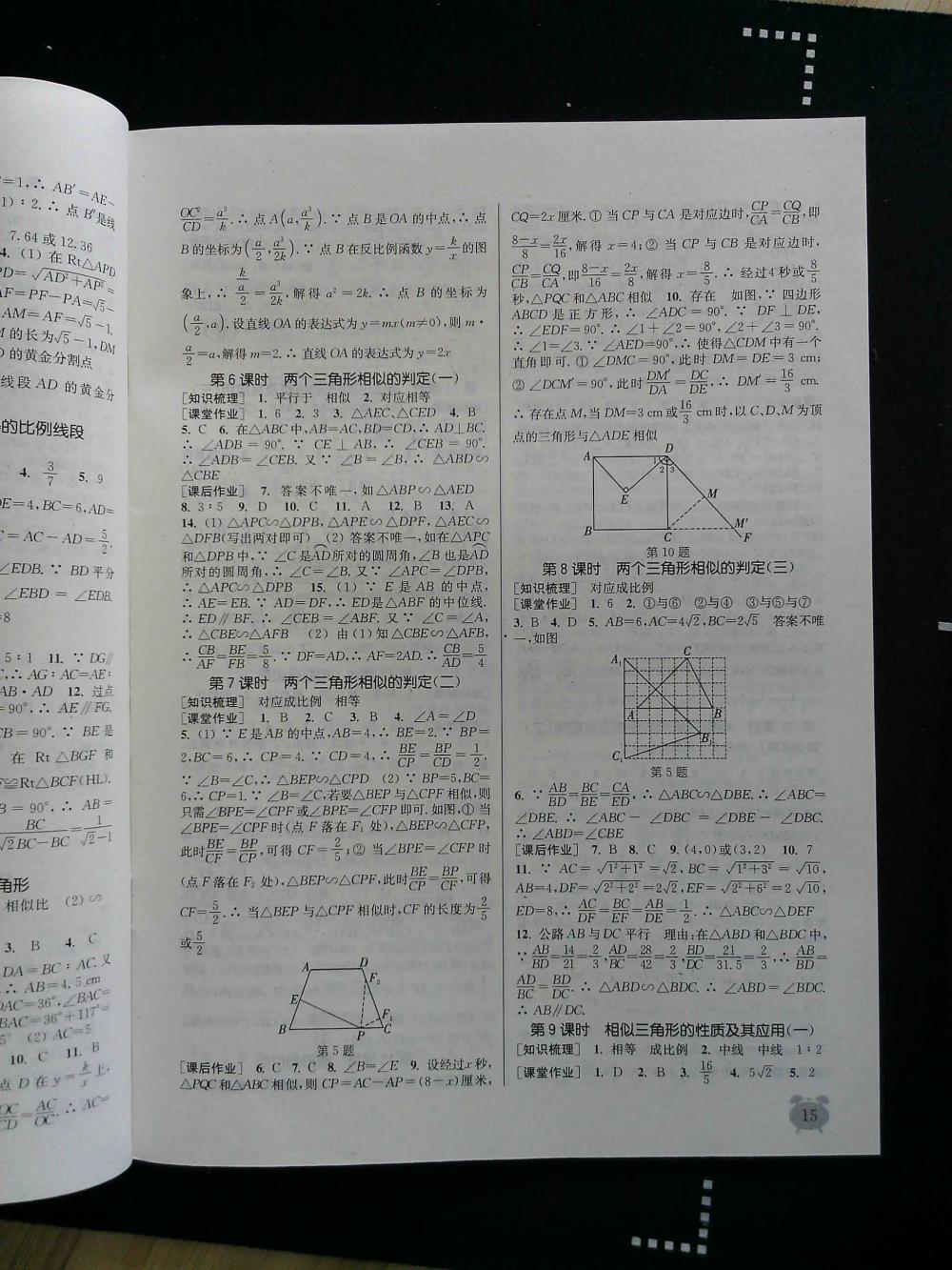 通城學(xué)典課時(shí)作業(yè)本九年級(jí)數(shù)學(xué)全一冊(cè)浙教版 第15頁(yè)