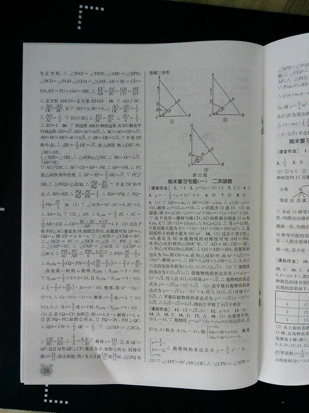 通城學(xué)典課時(shí)作業(yè)本九年級數(shù)學(xué)全一冊浙教版 第18頁