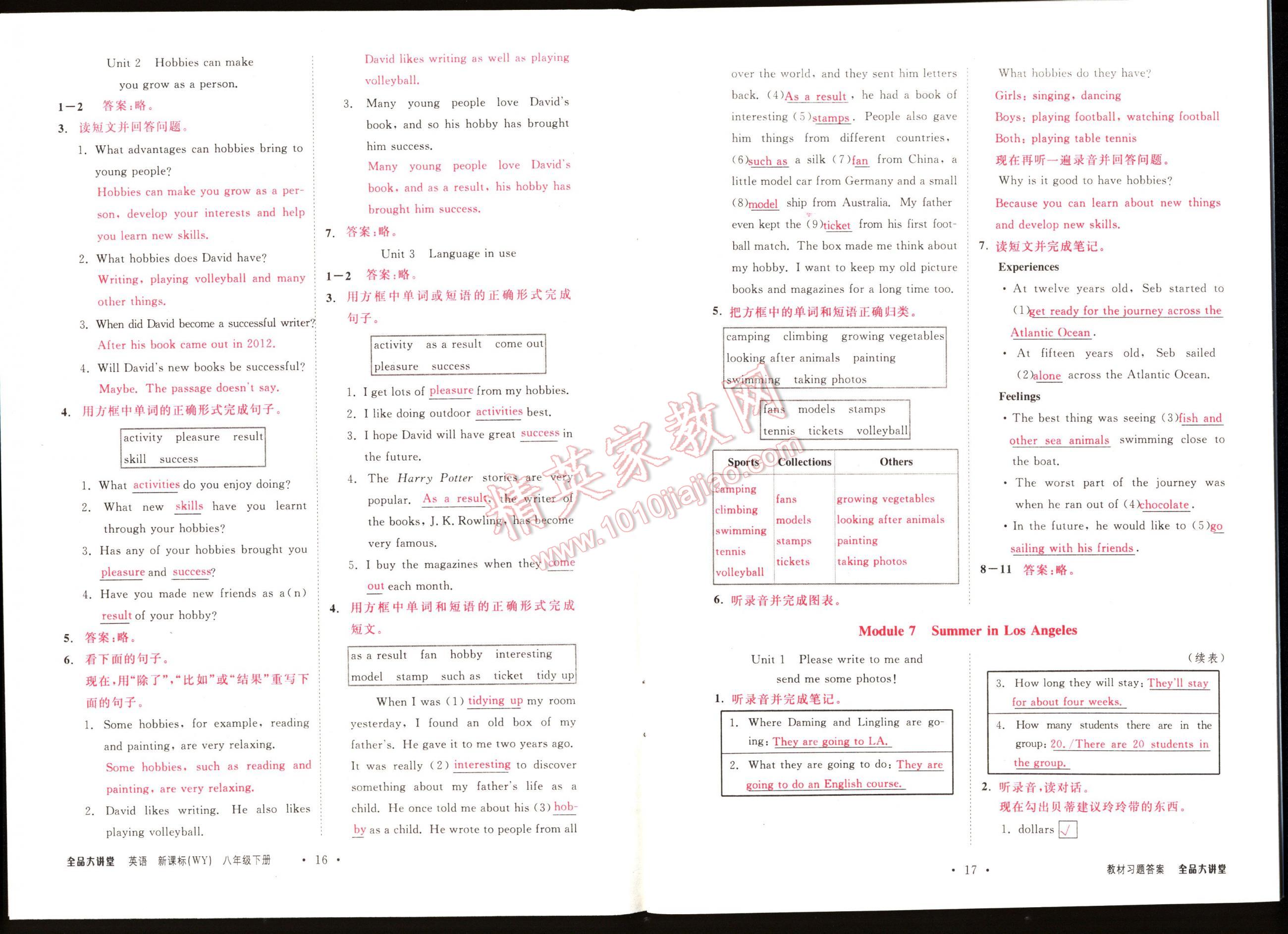 2015全品大講堂八年級英語下冊新課標外研版 第116頁