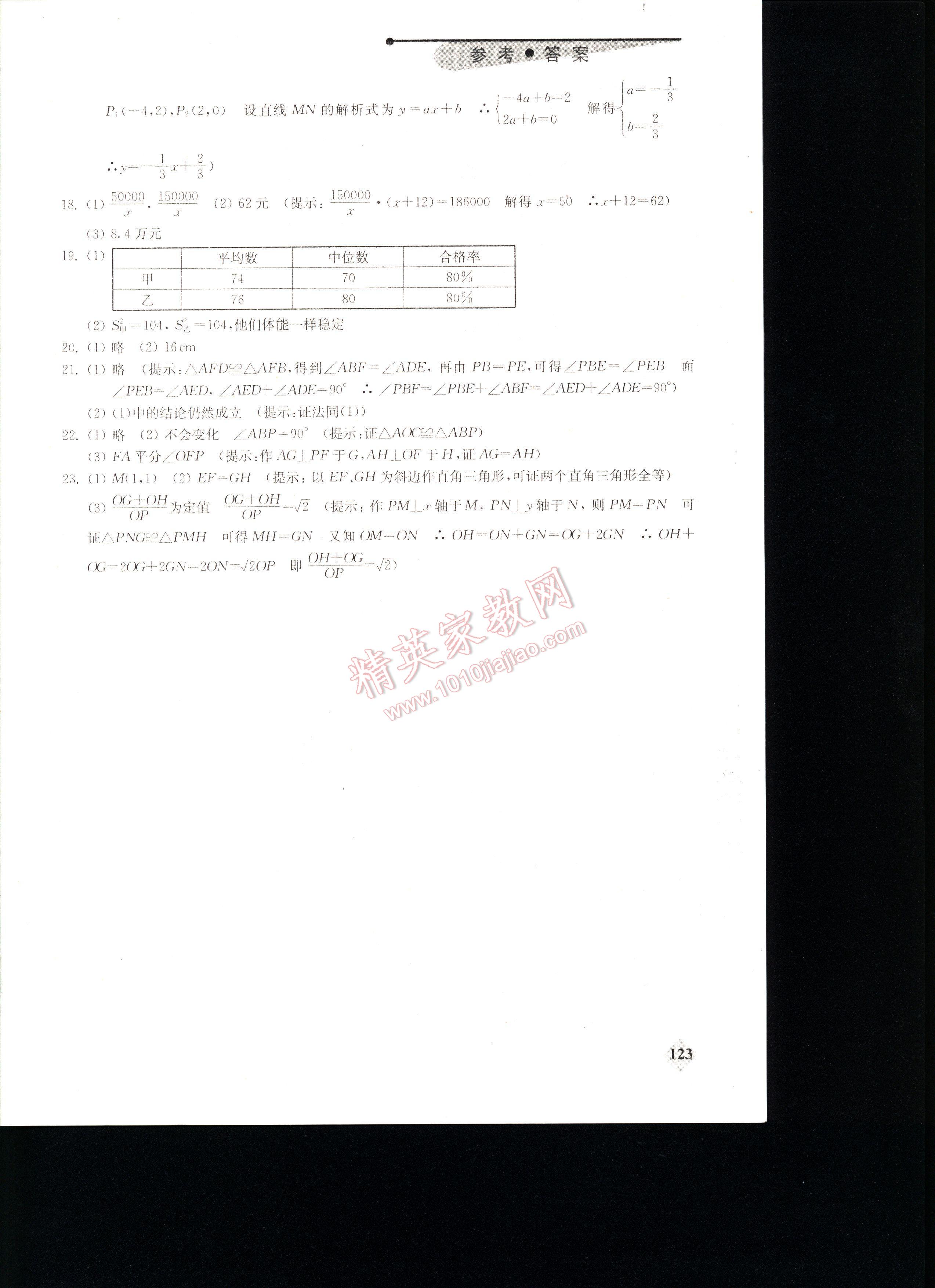 丟分題初中數(shù)學(xué)每節(jié)一練八年級(jí)下冊(cè) 第123頁