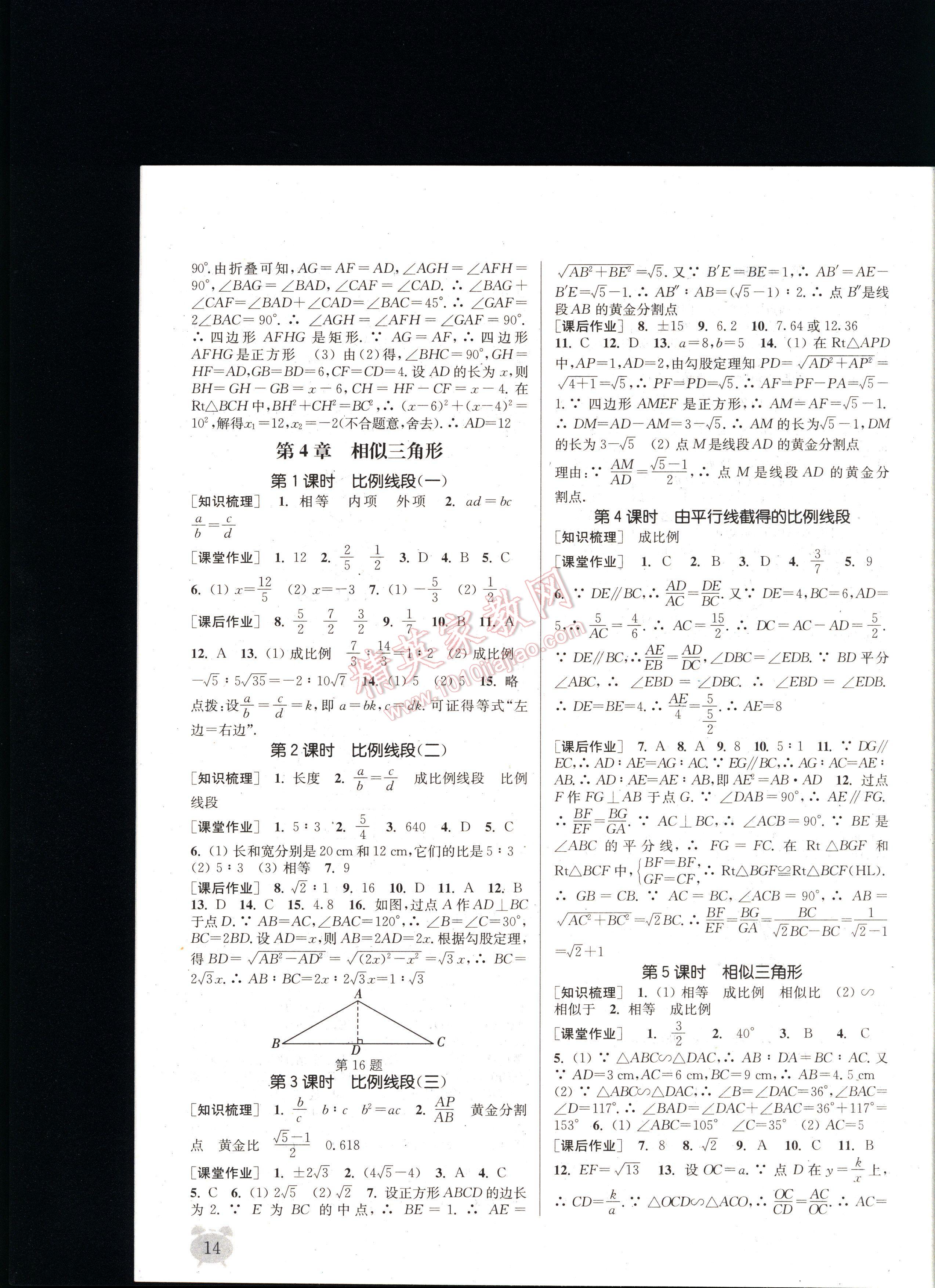 通城學典課時作業(yè)本九年級數(shù)學全一冊浙教版 第14頁