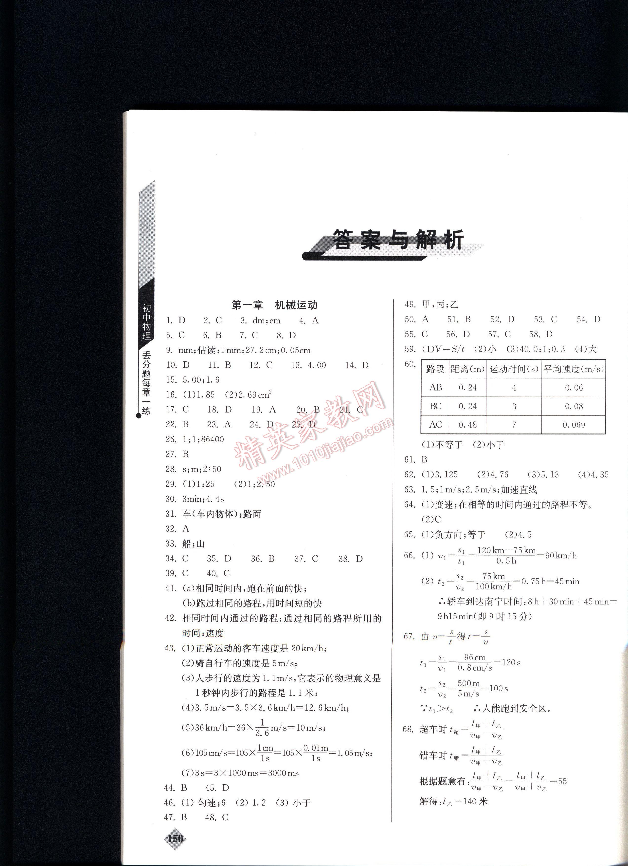 丟分題初中物理每節(jié)一練八年級(jí) 第1頁(yè)