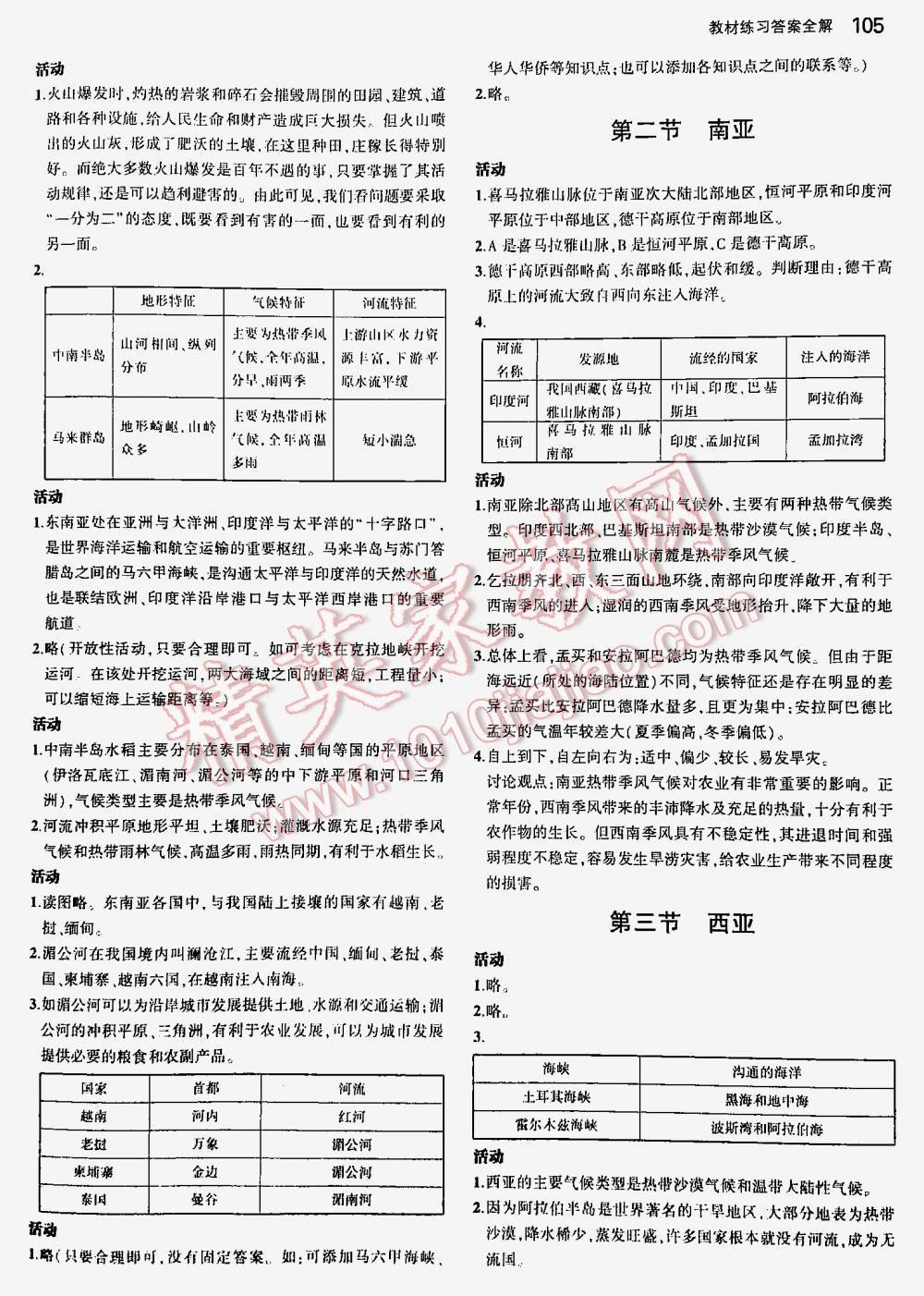 2016年5年中考3年模擬初中地理七年級(jí)下冊(cè)湘教版 第105頁