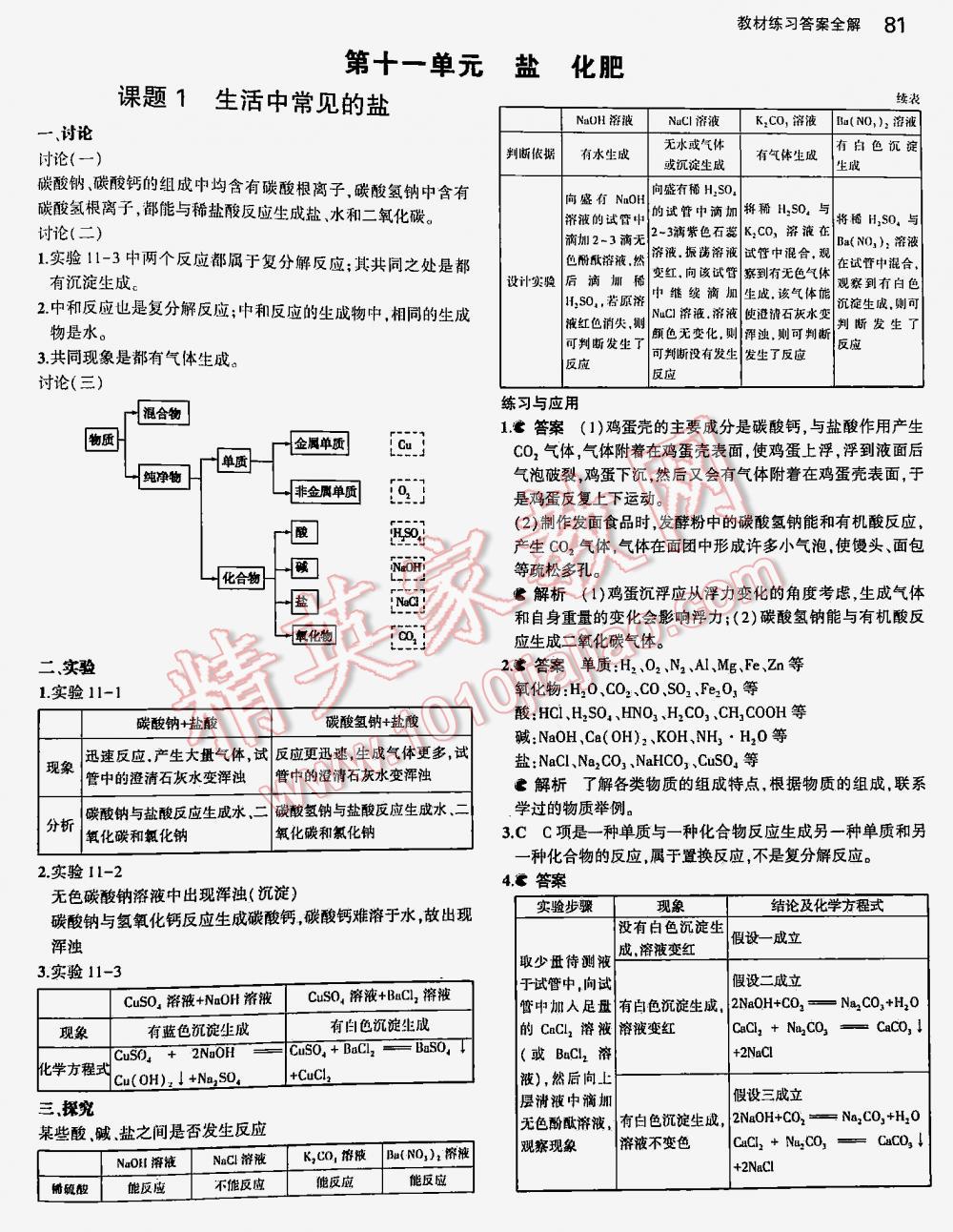 2016年5年中考3年模拟九年级初中化学下册人教版 第81页