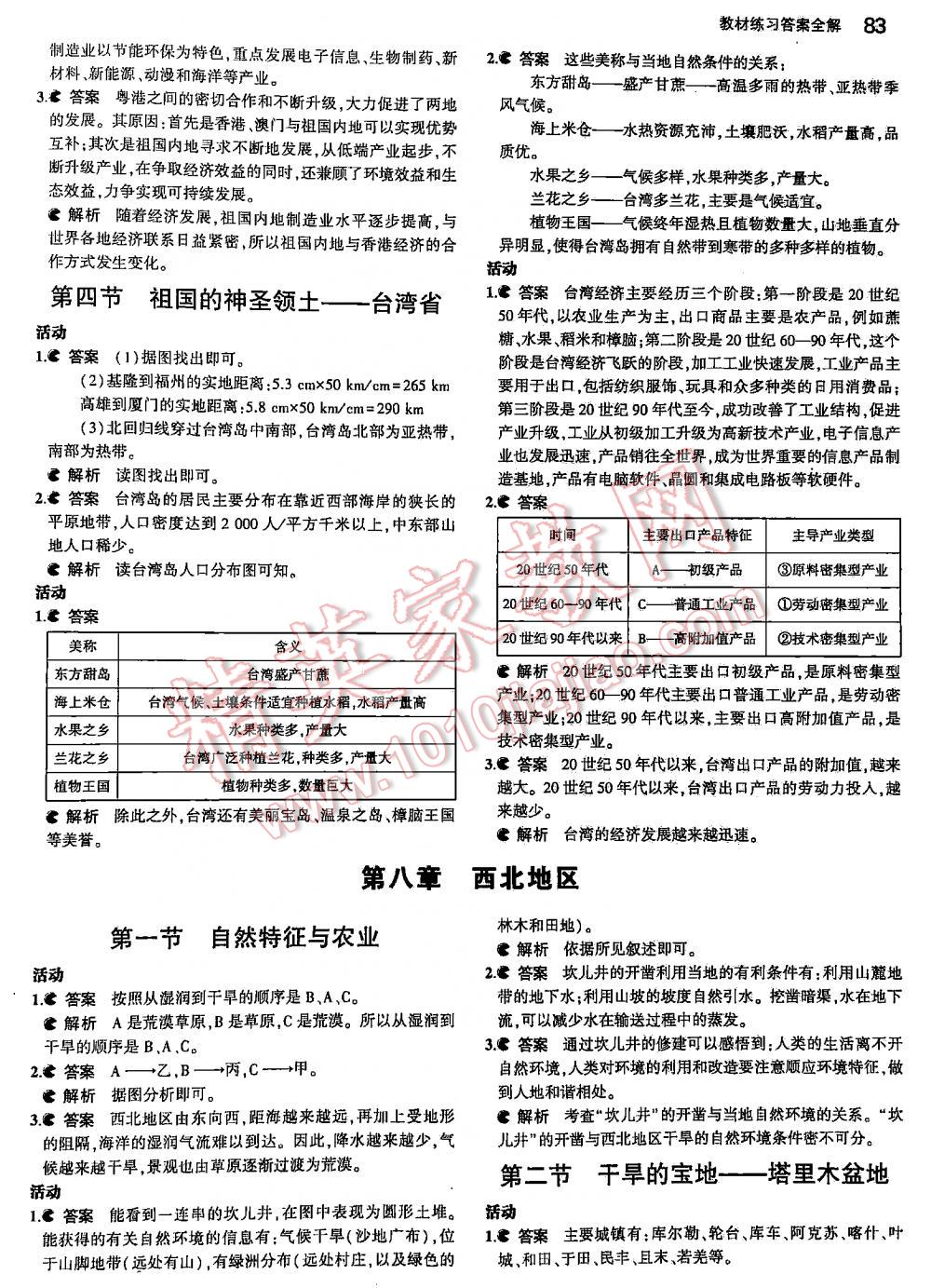 2016年5年中考3年模擬初中地理八年級(jí)下冊(cè)人教版 第83頁(yè)