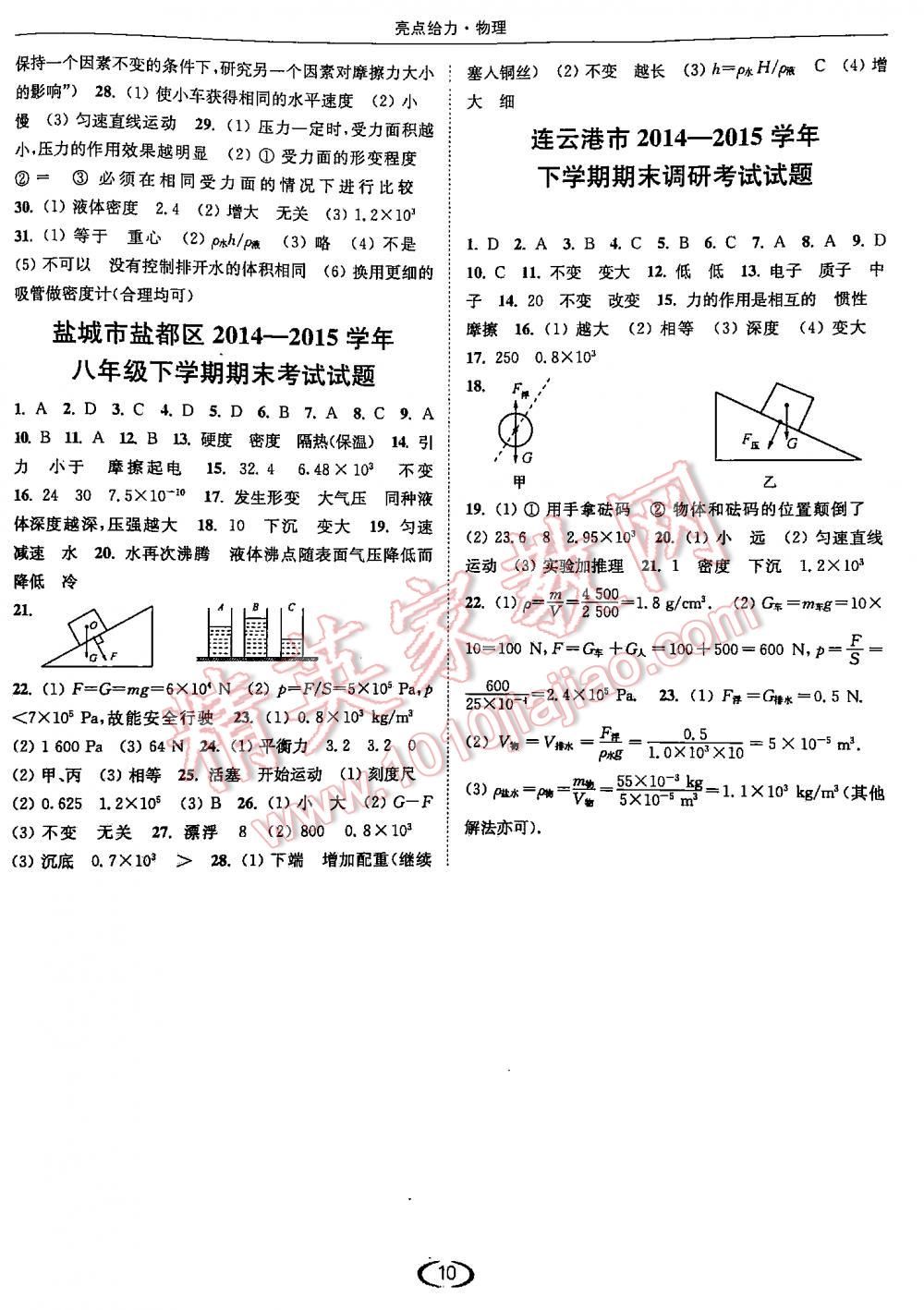 2016年亮點(diǎn)給力提優(yōu)課時(shí)作業(yè)本物理八年級下江蘇版 第10頁