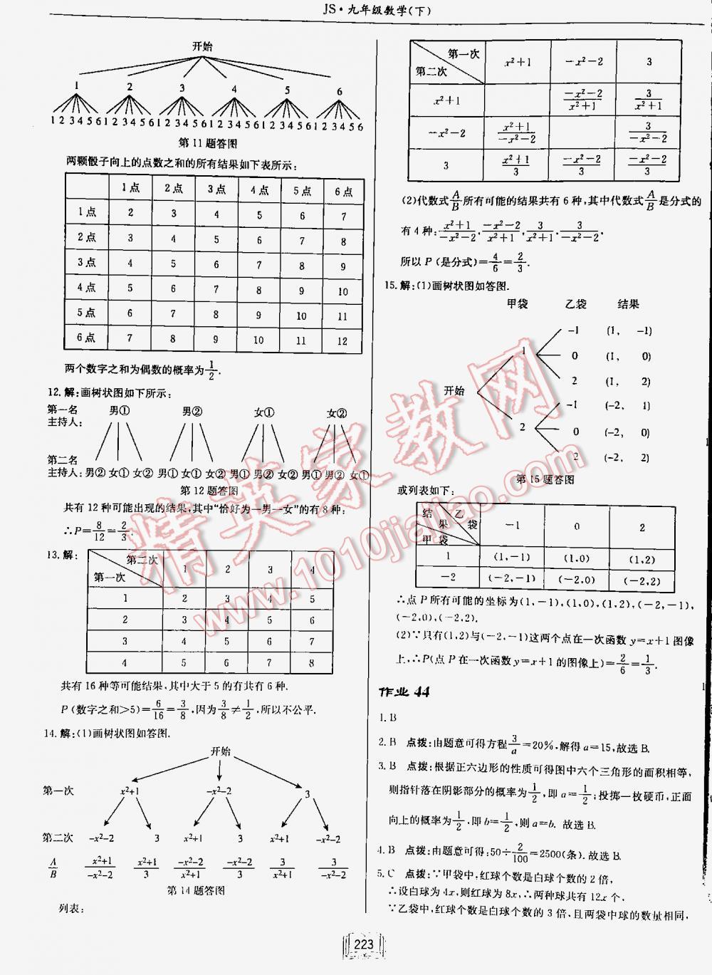 2016年啟東中學(xué)作業(yè)本九年級數(shù)學(xué)下冊江蘇版 第223頁