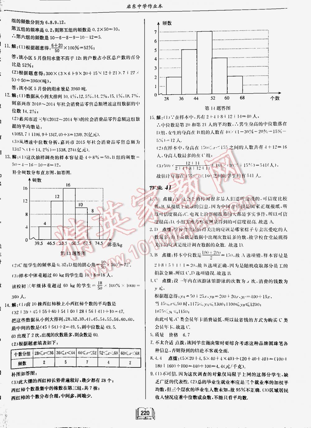 2016年啟東中學作業(yè)本九年級數(shù)學下冊江蘇版 第220頁