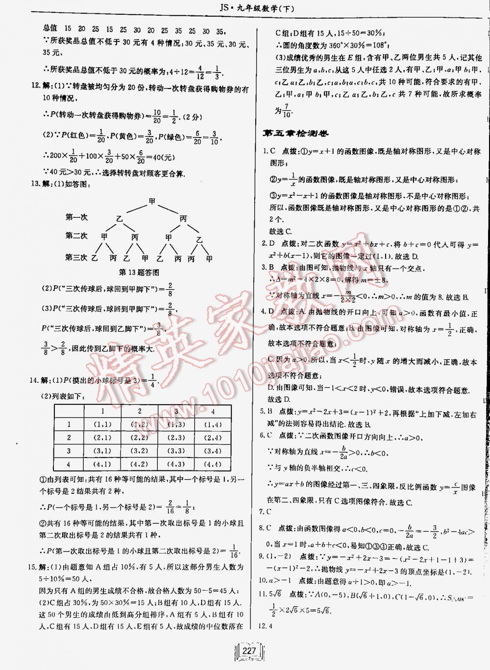 2016年啟東中學(xué)作業(yè)本九年級數(shù)學(xué)下冊江蘇版 第227頁