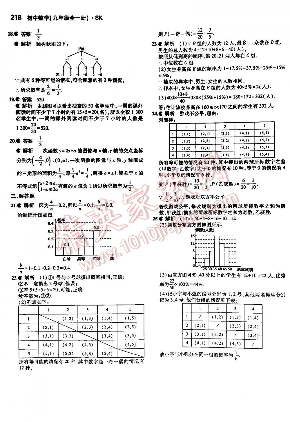 2016年5年中考3年模擬初中數(shù)學(xué)九年級全一冊蘇科版 第218頁